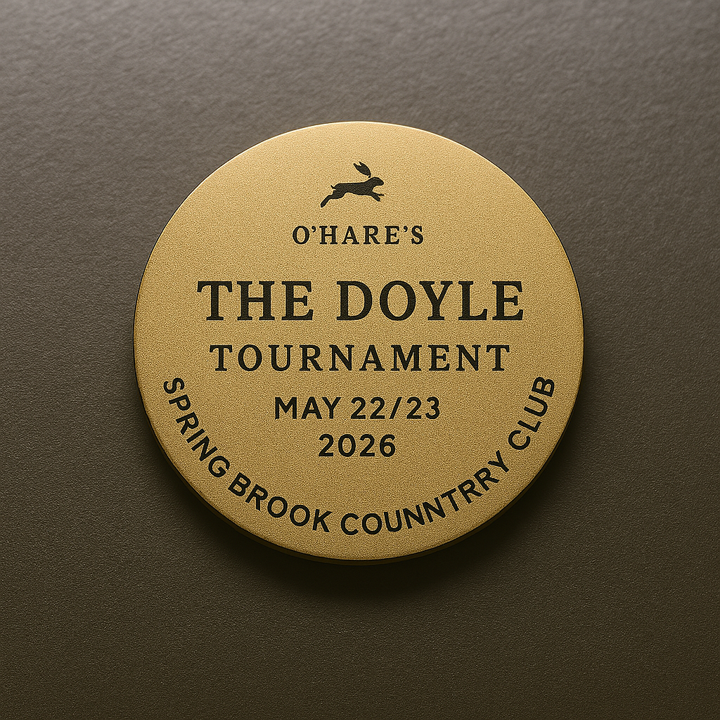Back of The Doyle golf ball marker