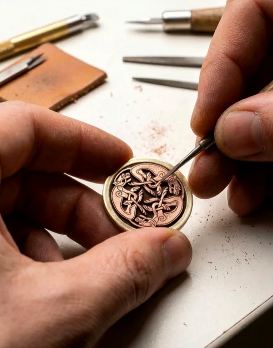 Hand carving golf ball marker