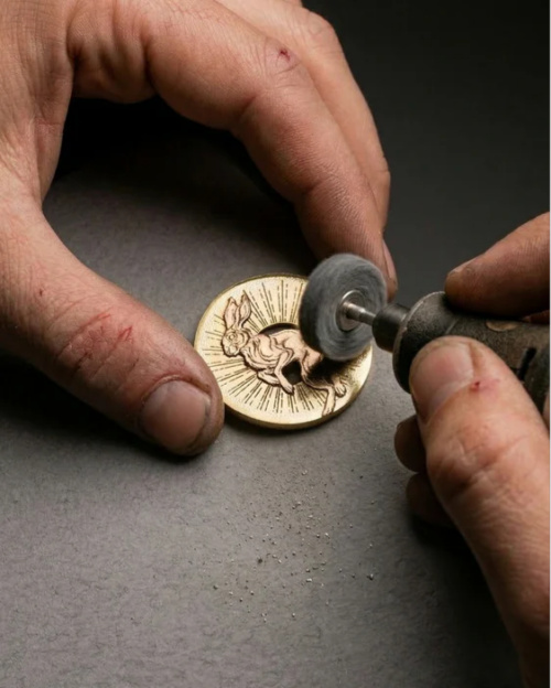 Hand buffing a golf ball marker